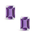 Gemstone Stud Earrings in 10k White Gold