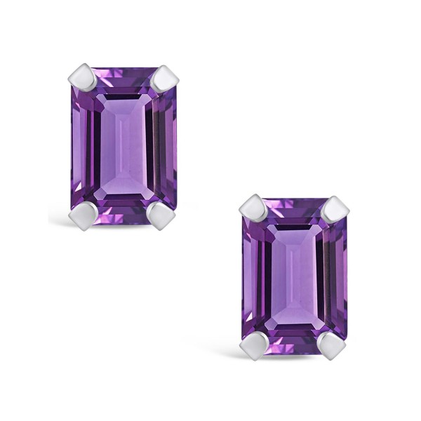 Gemstone Stud Earrings in 10k White Gold