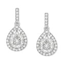 Round Teardrop Cluster Drop Earrings (1/4 ct) in Sterling Silver