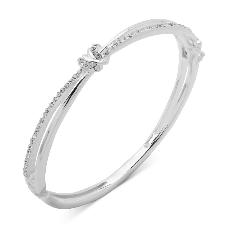 Silver-Tone Crystal Knot Hinge Bangle Bracelet