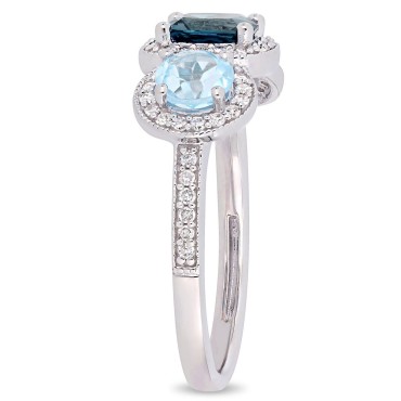 Amethyst (7/8 ct) 3-Stone Halo Ring in Sterling Silver Amethyst (7/8 ct) 3-Stone Halo Ring in Sterling Silver