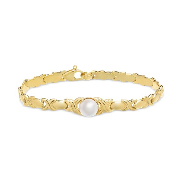 Cultured Freshwater Pearl (9mm) Link Bracelet in 14k Gold-Plated