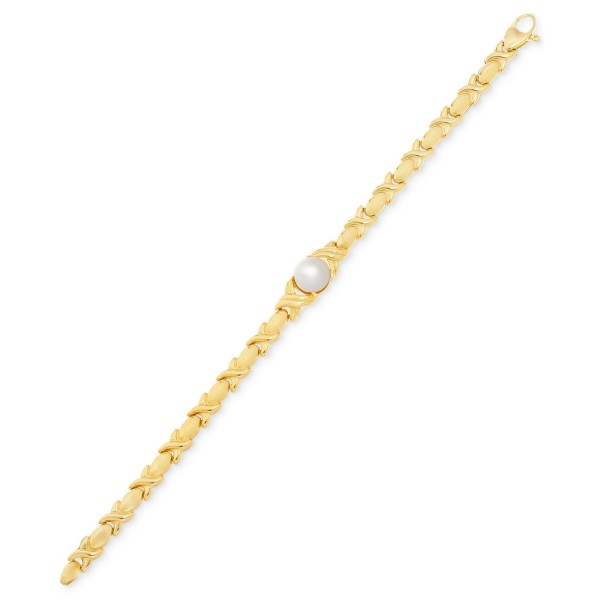 Cultured Freshwater Pearl (9mm) Link Bracelet in 14k Gold-Plated