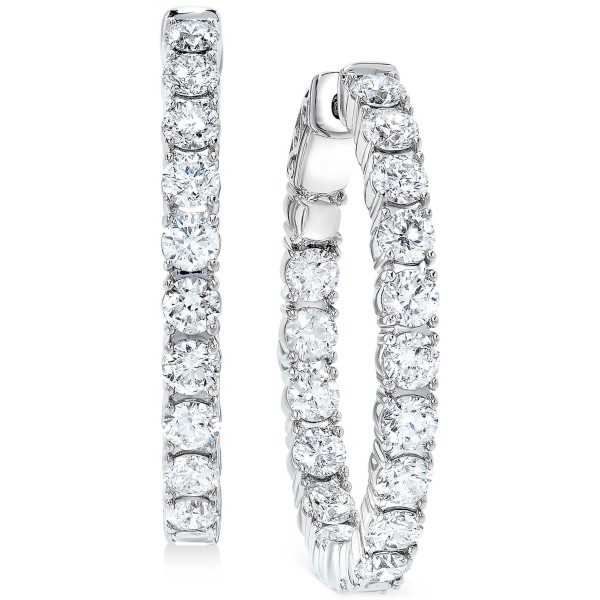 Diamond Small In & Out Hoop Earrings (5 ct) in 14k White Gold, 1