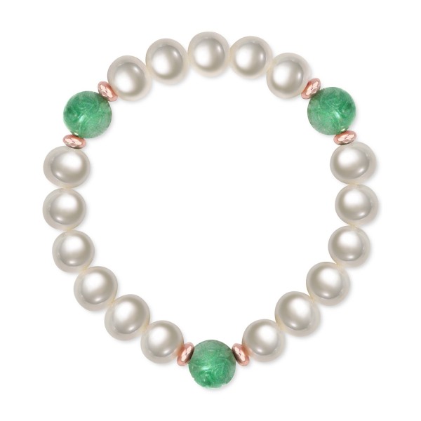 Jade & Rose Gold-Plated Hematite Stretch Bracelet