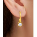 Diamond Bezel Dangle Hoop Earrings (1/2 ct) in 14k Gold