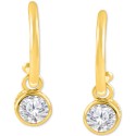 Diamond Bezel Dangle Hoop Earrings (1/2 ct) in 14k Gold