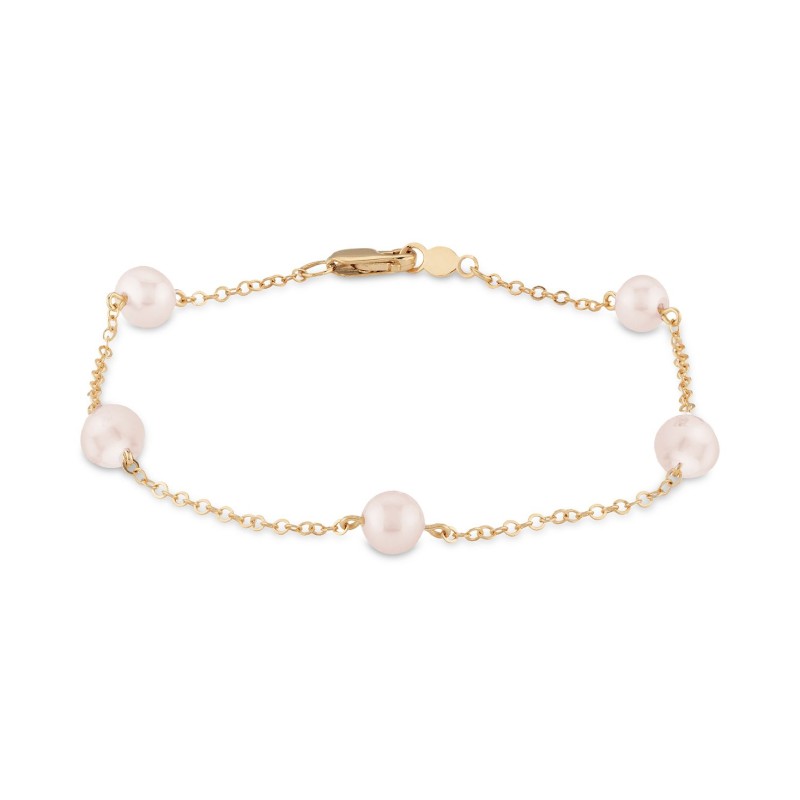 Pink Cultured Freshwater Pearl (5mm) Bracelet in 14k Rose Gold