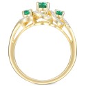 Emerald (1/2 ct) & Diamond (1/10 ct) Ring in 14k Gold-Plated Sterling Silver
