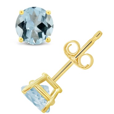 Aquamarine (3/4 ct) Stud Earrings in 14K White or Yellow Gold Aquamarine (3/4 ct) Stud Earrings in 14K White or Yellow Gold