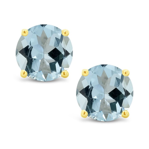 Aquamarine (3/4 ct) Stud Earrings in 14K White or Yellow Gold