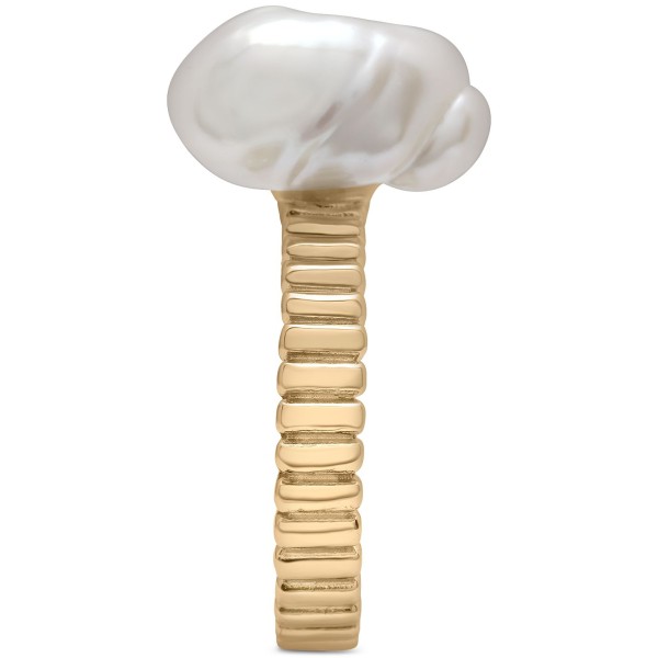 (10 x 14mm) Ridged Ring in 14k Gold-Plated Sterling Silver