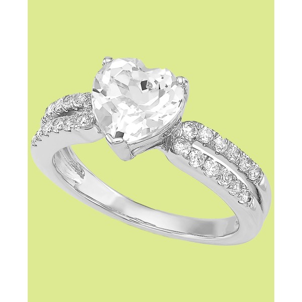 Cubic Zirconia Heart Ring in Sterling Silver