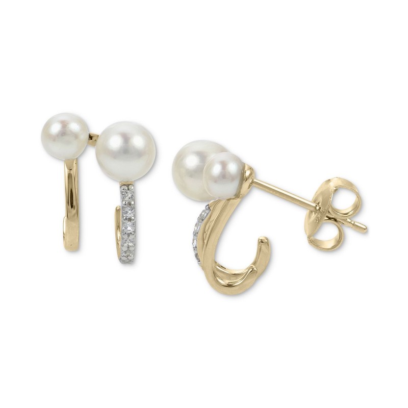 White Sapphire (1/10 ct) Curved Stud Earrings in 14k Gold-Plated Sterling Silver White Sapphire (1/10 ct) Curved Stud Earrings in 14k Gold-Plated Sterling Silver