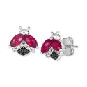 Diamond (1/6 ct) Ladybug Stud Earrings in 14k White Gold