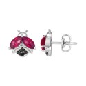 Diamond (1/6 ct) Ladybug Stud Earrings in 14k White Gold