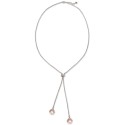 Silver-Tone Pink Imitation Pearl Long Lariat Necklace, 40