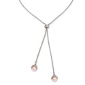 Silver-Tone Pink Imitation Pearl Long Lariat Necklace, 40