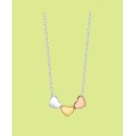 Tri-Tone Silver Plated Triple Heart Necklace