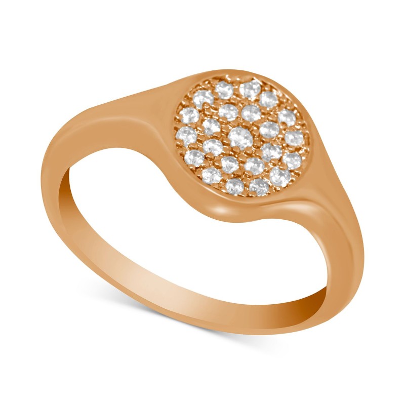 Crystal Pavé Disc Ring in Rose Gold-Plate