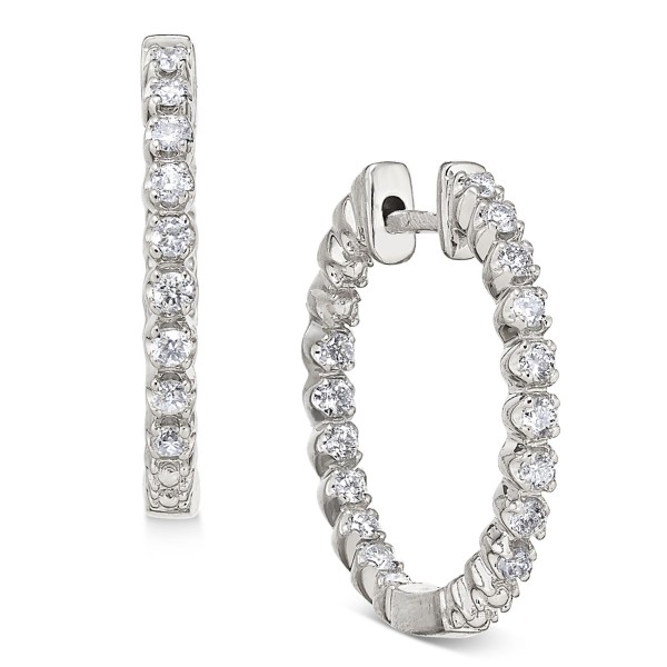 Diamond In-and-Out Hoop Earrings (1/2 ct) in 14k White Gold