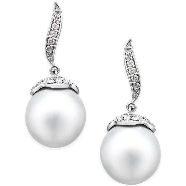 Diamond (3/8 ct) Swirl Drop Earrings in 14k White Gold