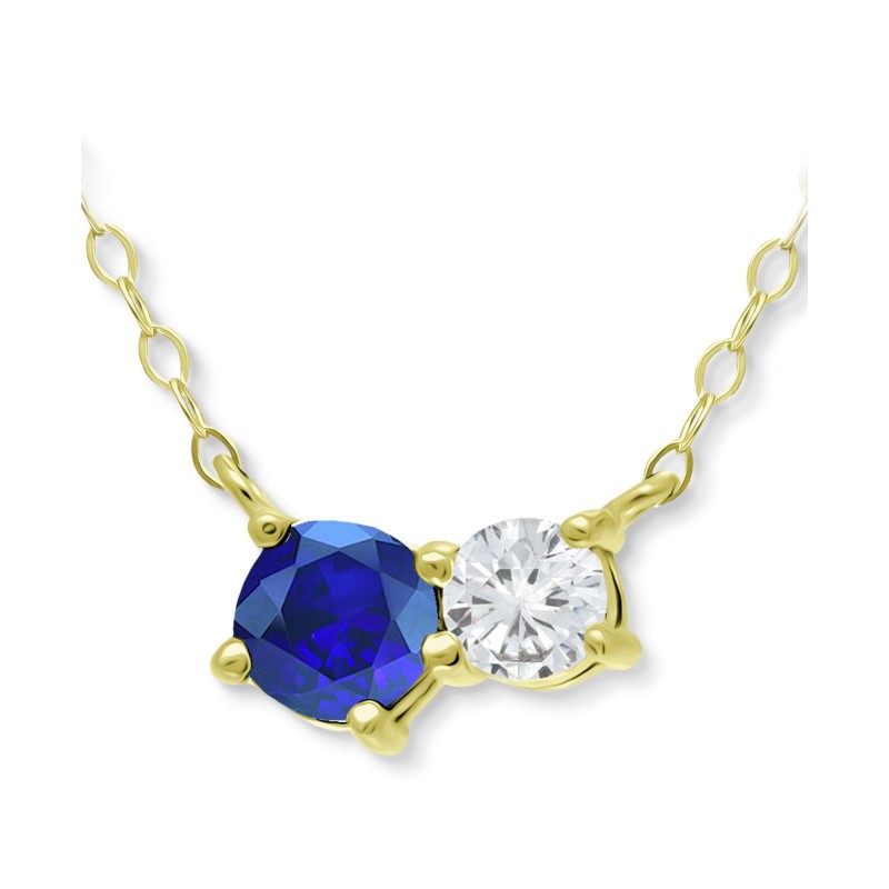 Blue Sapphire & Cubic Zirconia Collar Necklace, 16