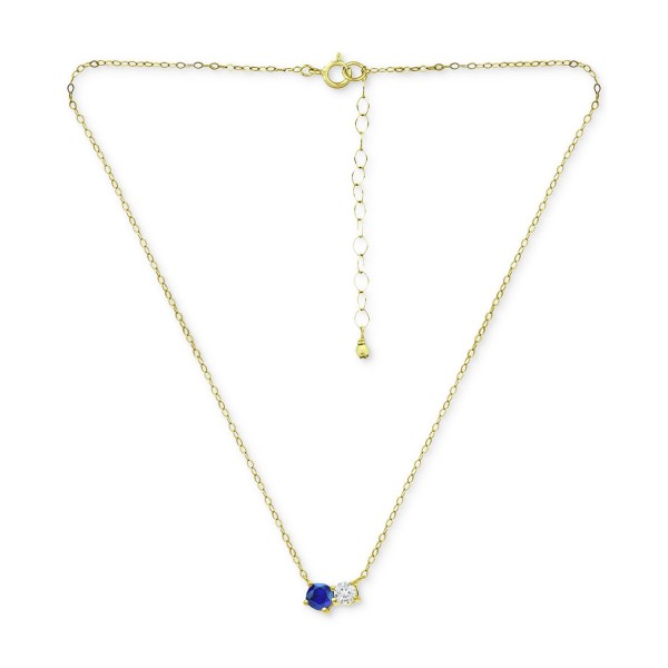 Blue Sapphire & Cubic Zirconia Collar Necklace, 16