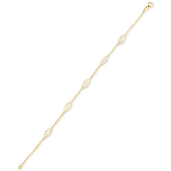 Cubic Zirconia Mesh Link Bracelet in 14k Gold