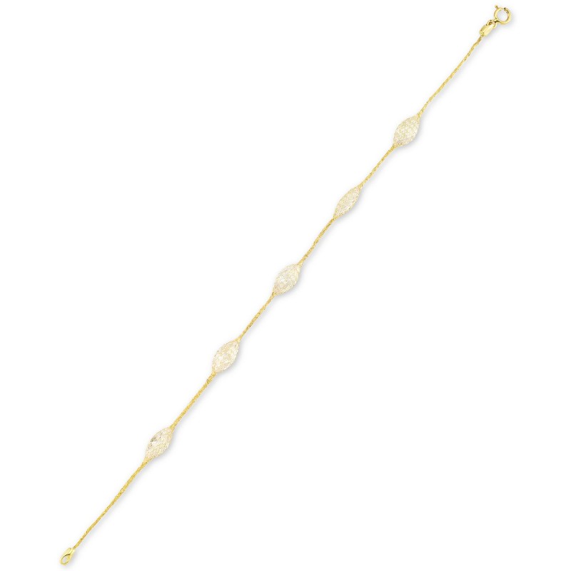 Cubic Zirconia Mesh Link Bracelet in 14k Gold