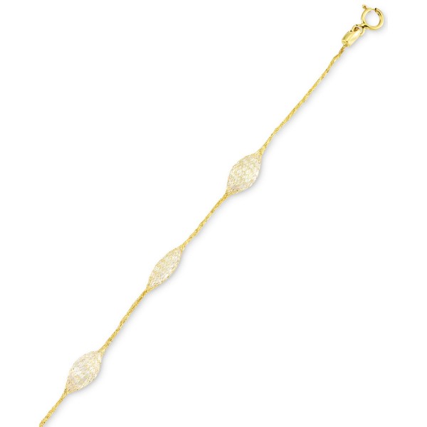 Cubic Zirconia Mesh Link Bracelet in 14k Gold