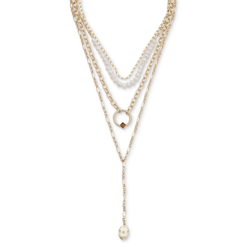 Gemstone Convertible Layered Lariat Necklace, 15 Gemstone Convertible Layered Lariat Necklace, 15