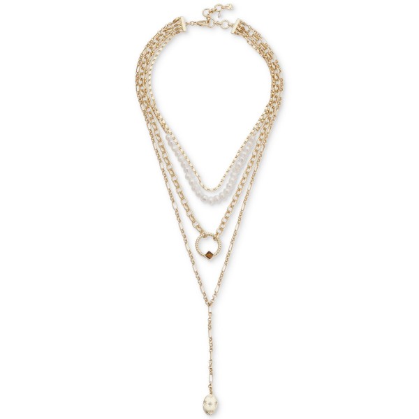 Gemstone Convertible Layered Lariat Necklace, 15