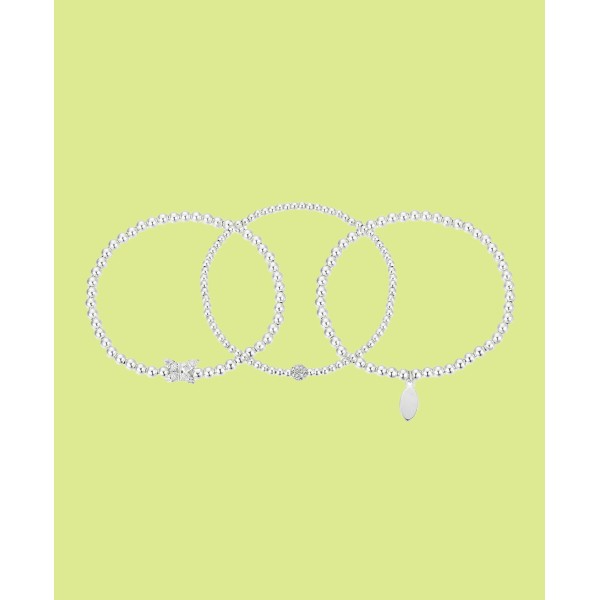 Silver Plated Crystal Butterfly Stretch Bracelet Trio