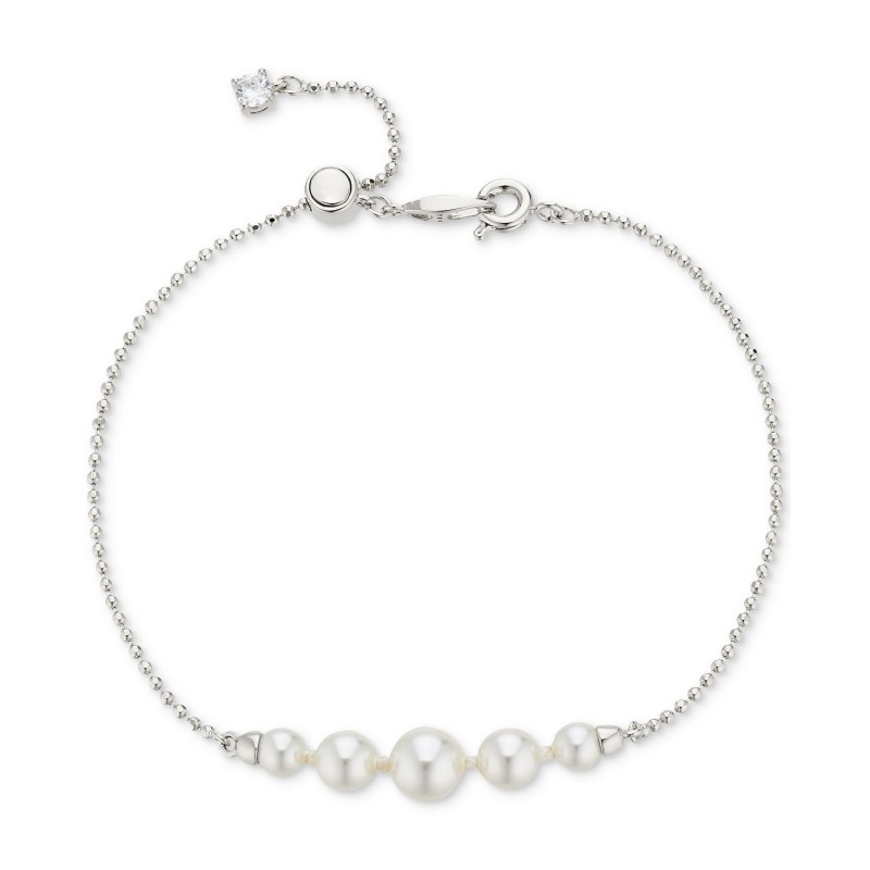 Graduated Imitation Pearl Ball Chain Adjustable Flex Bracelet