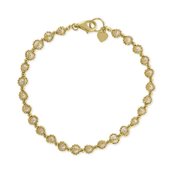 Cultured Freshwater Pearl (3mm) Link Bracelet in 18k Gold-Plated