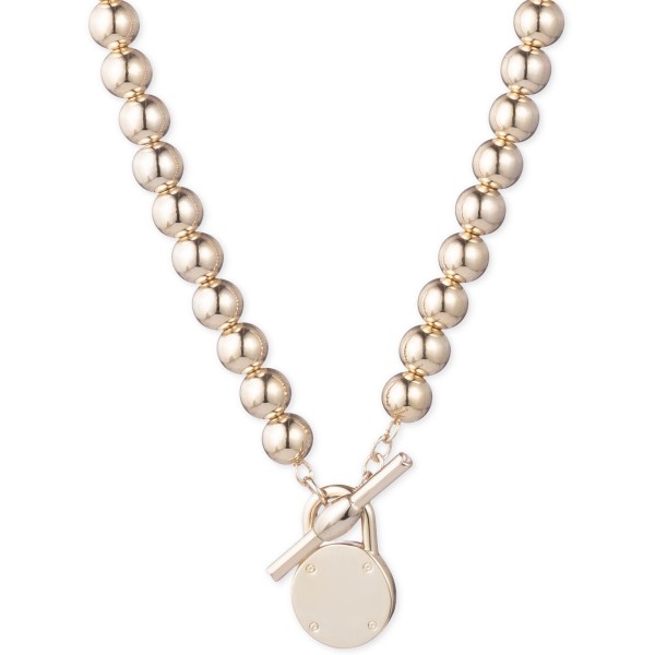 Gold-Tone Logo Beaded 17