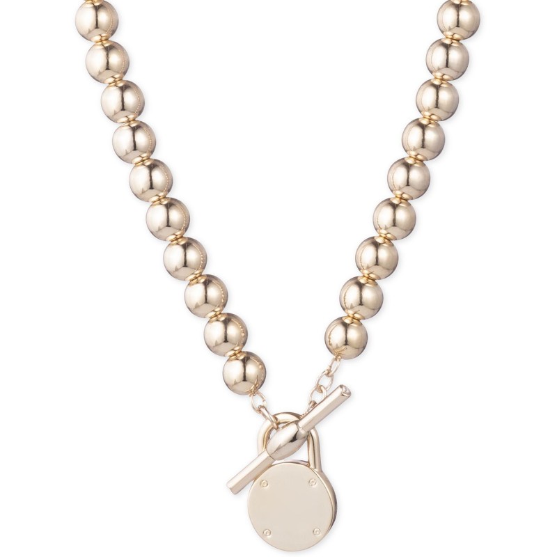 Gold-Tone Logo Beaded 17